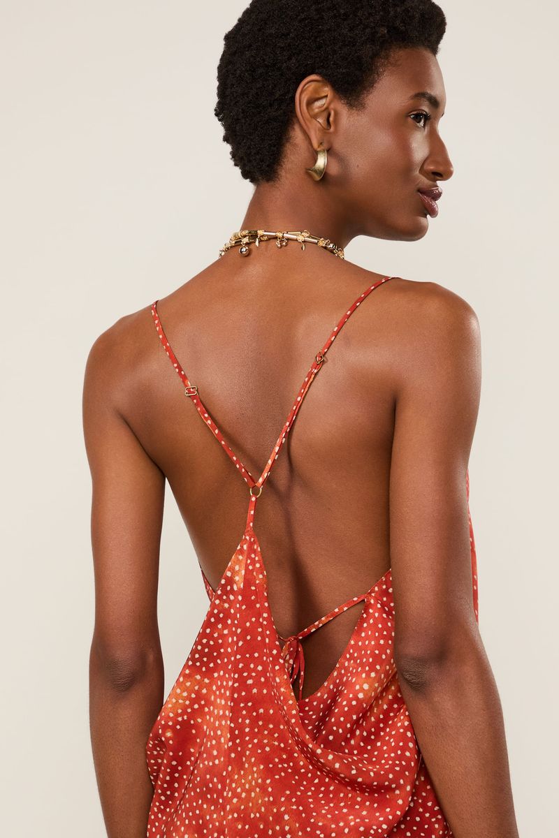 Vestido De Seda Curto Degagê Estampado