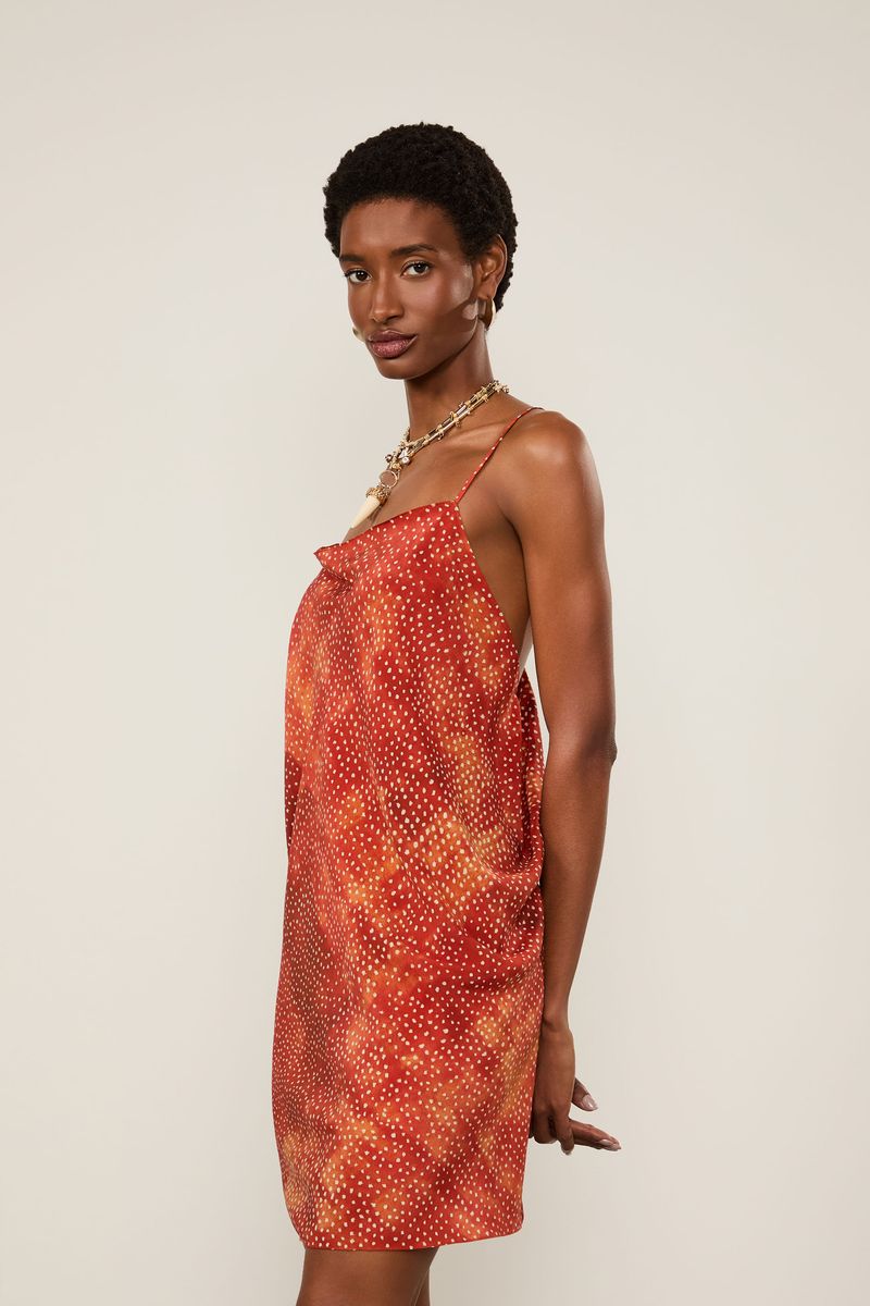 Vestido De Seda Curto Degagê Estampado