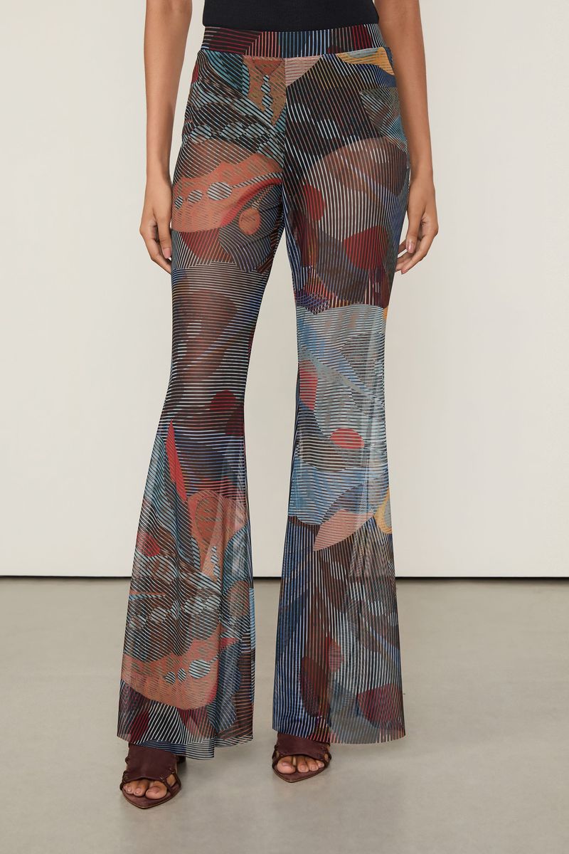 Calça De Tule Flare Folhagem