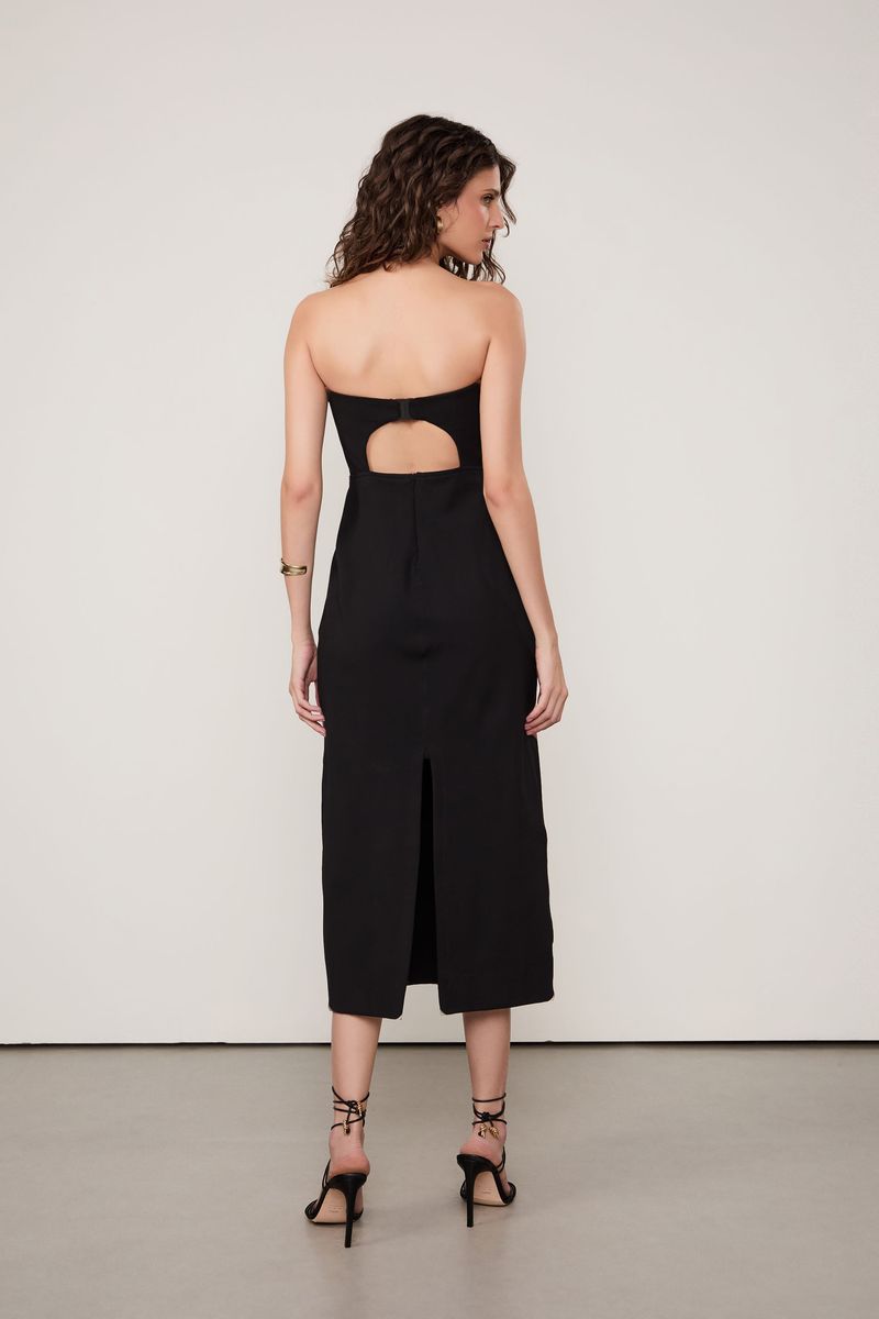Vestido Malha Estruturada Sem Alça Ilhós