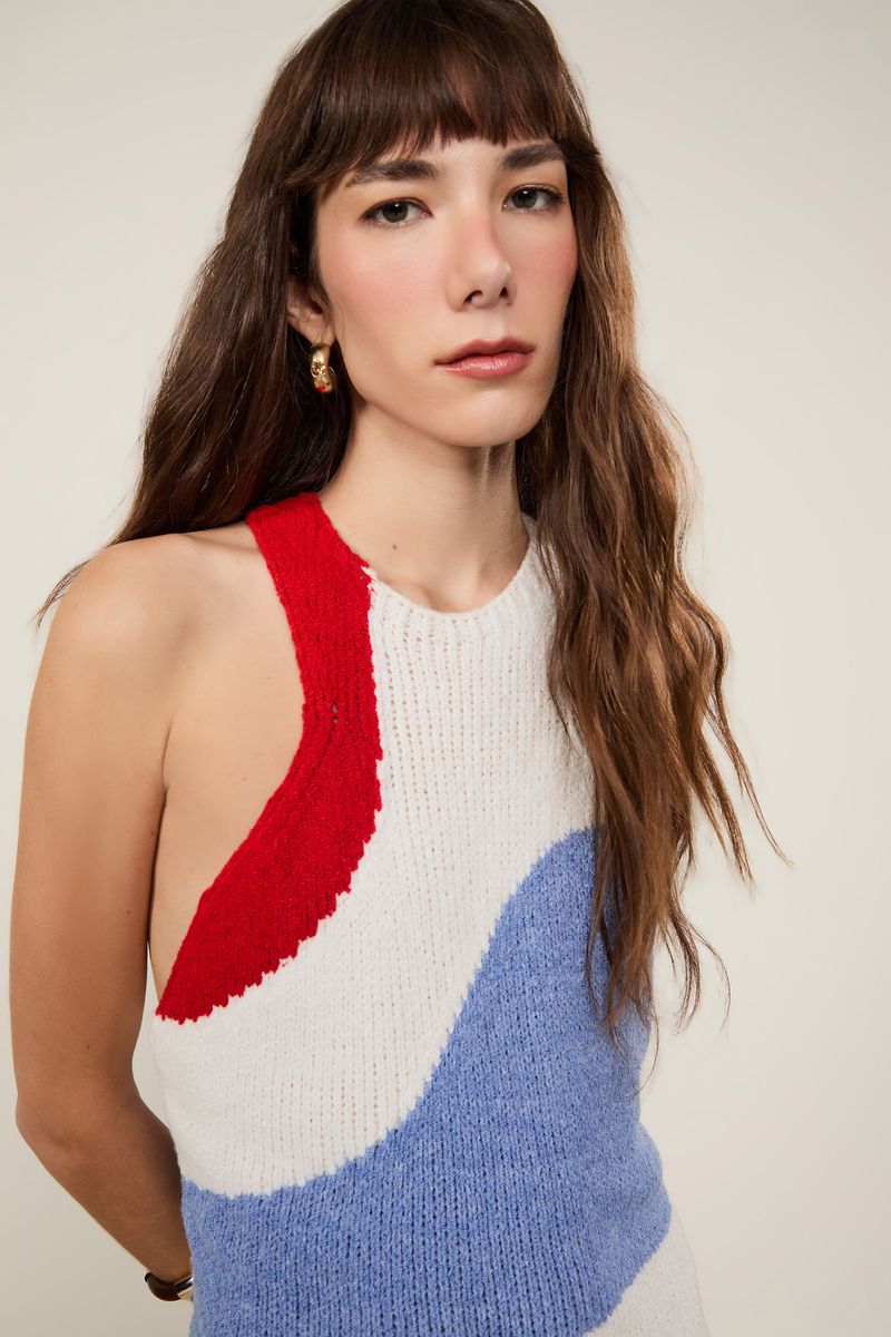 Vestido De Tricot Curto Ponto Atoalhado Mix Cores