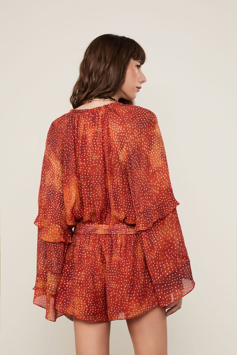 Short De Georgette Leve Estampado