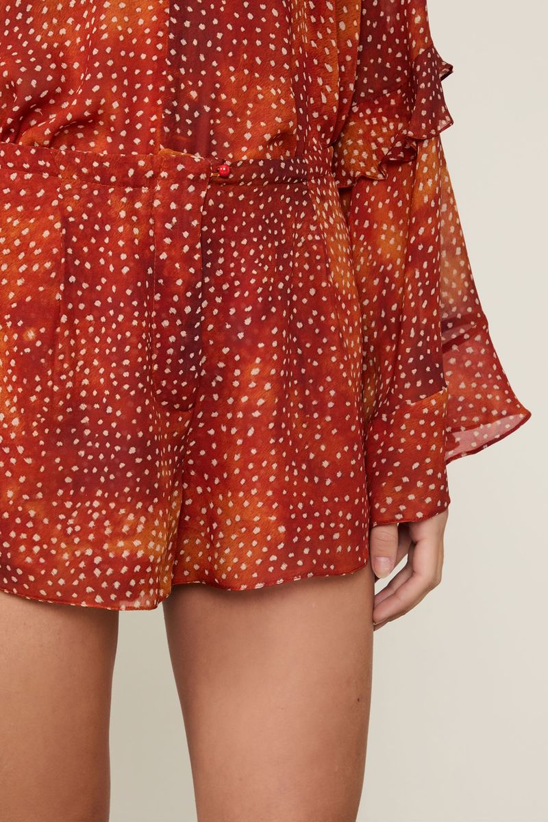 Short De Georgette Leve Estampado