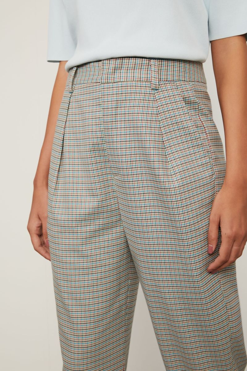 Calça Pied Poule Bolso Frente