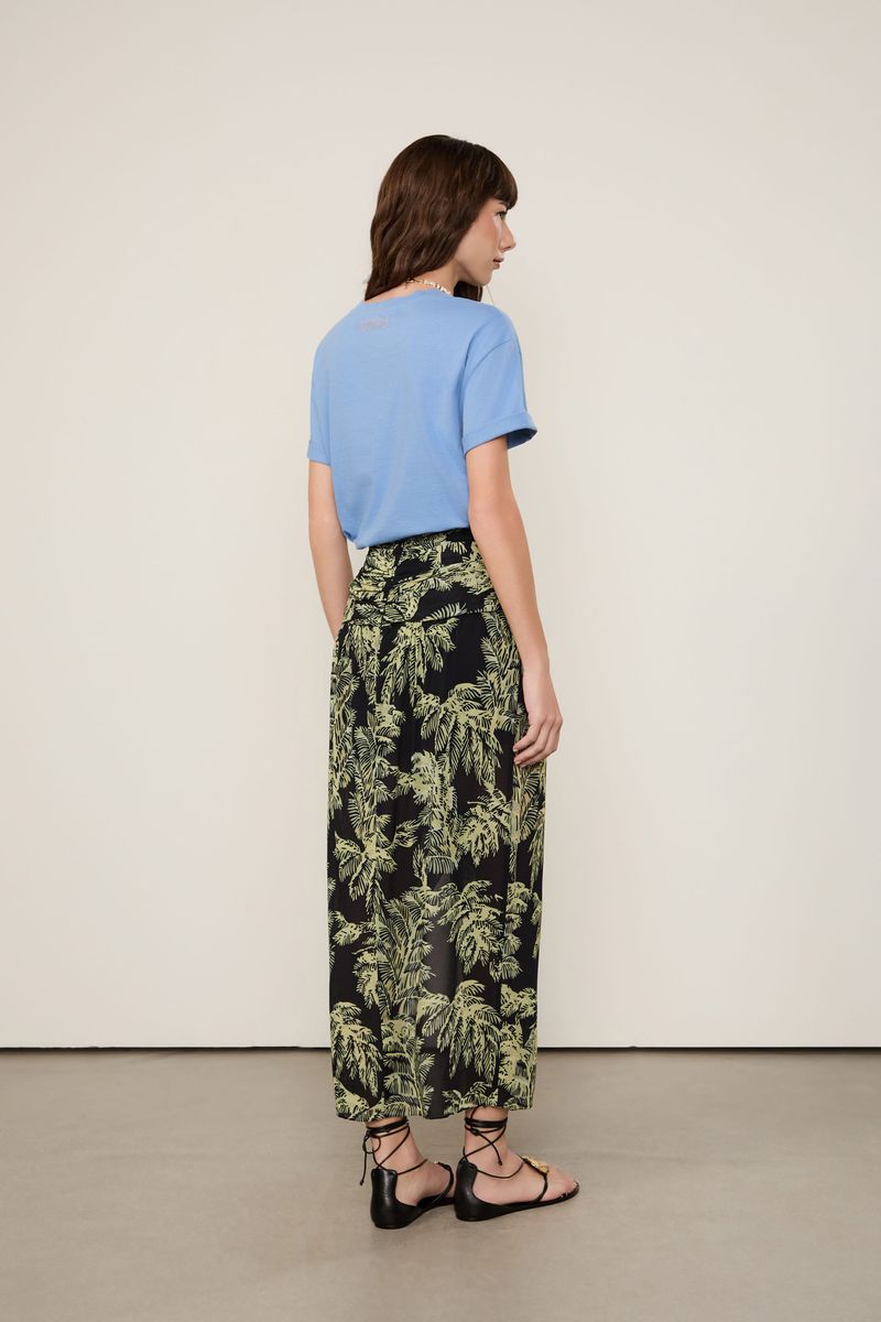 Saia De Georgette Midi Com Amarraçãp Estampado