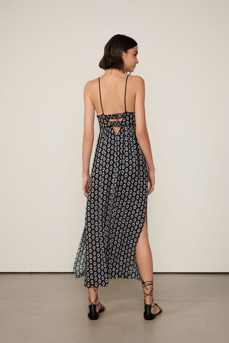 Vestido De Georgette Com Cut Estampado