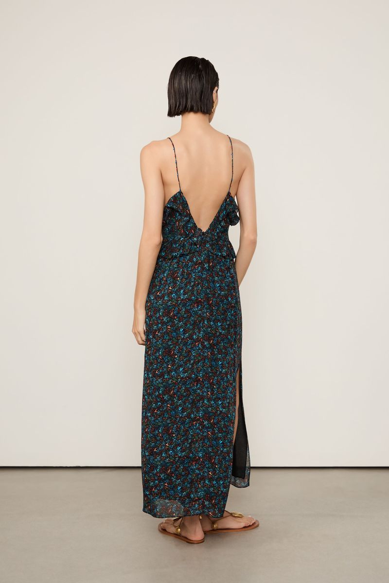 Vestido De Georgette Leve Midi Babados