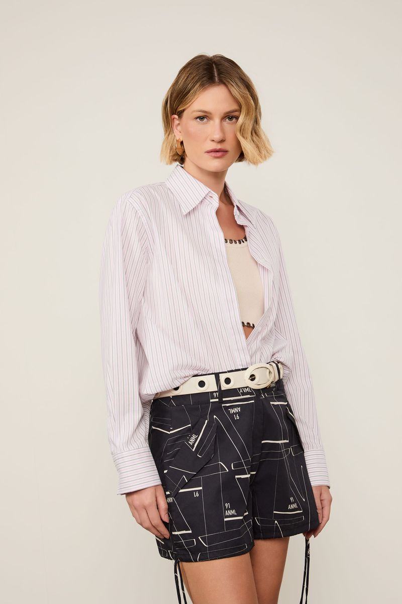 Short De Algodão Balonê Estampado