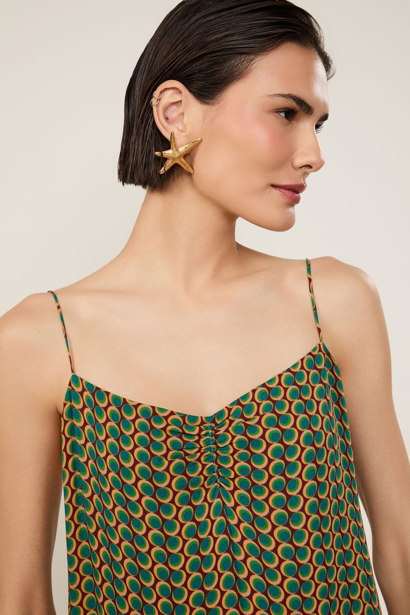 Vestido De Georgette Pesado Midi De Alça