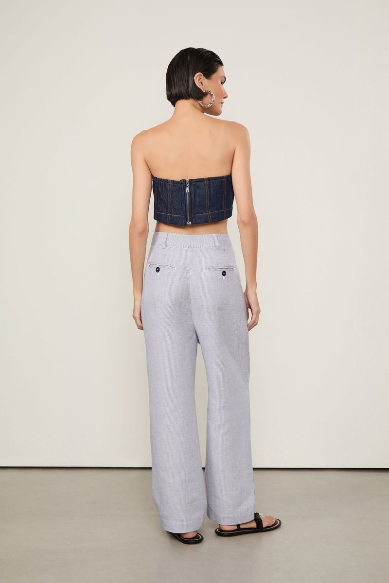 Calça De Linho Listras
