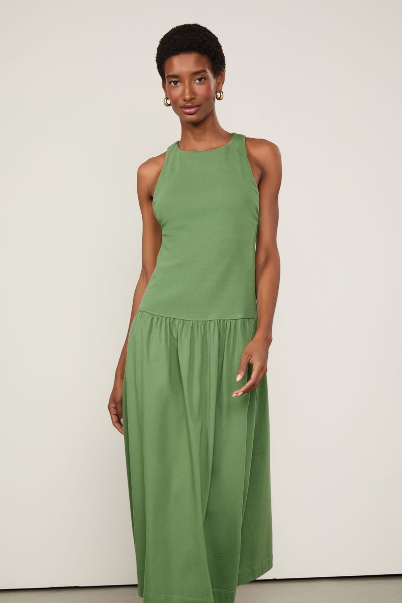 Vestido De Malha Cintura Baixa Verde