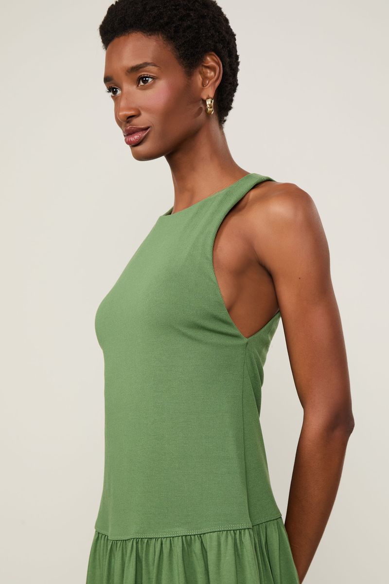 Vestido De Malha Cintura Baixa Verde