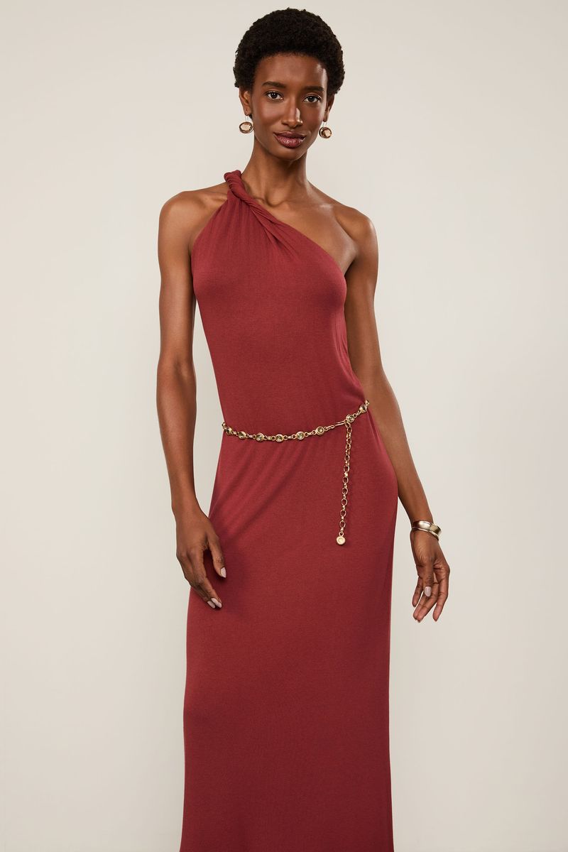 Vestido De Malha Ombro Só Marrom