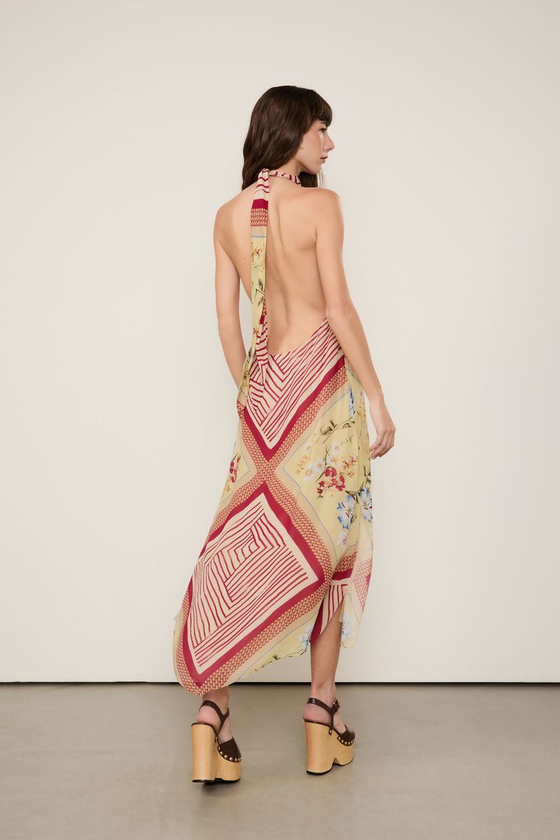 Vestido De Georgette Leve Midi Frente Única