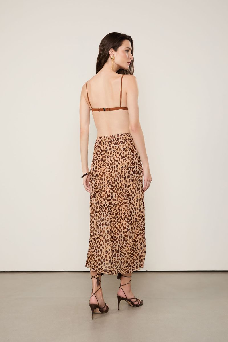 Saia De Georgette Leve Midi Estampada