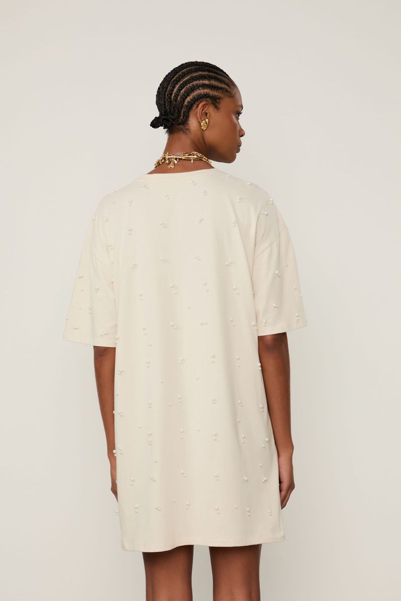 Vestido De Malha Com Pérolas Aplicada