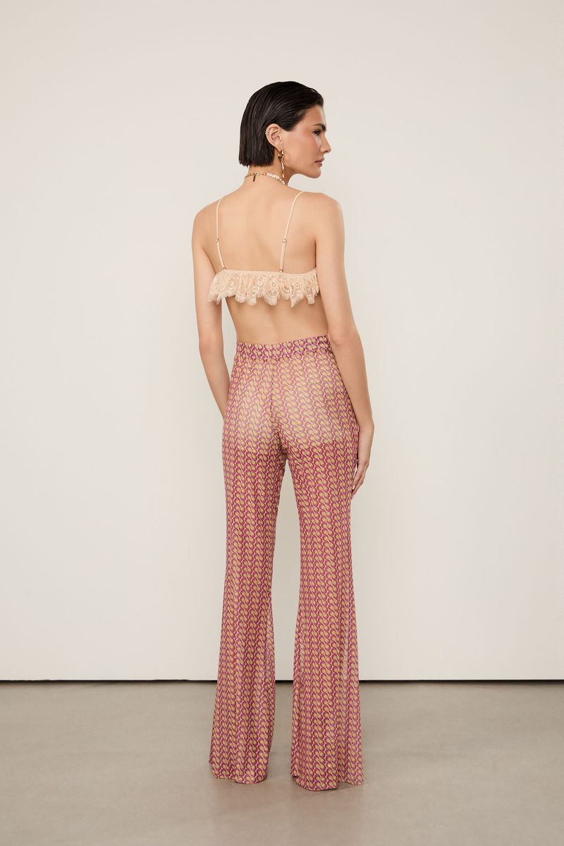 Calça De Tule Flare Com Hot Pants Geo