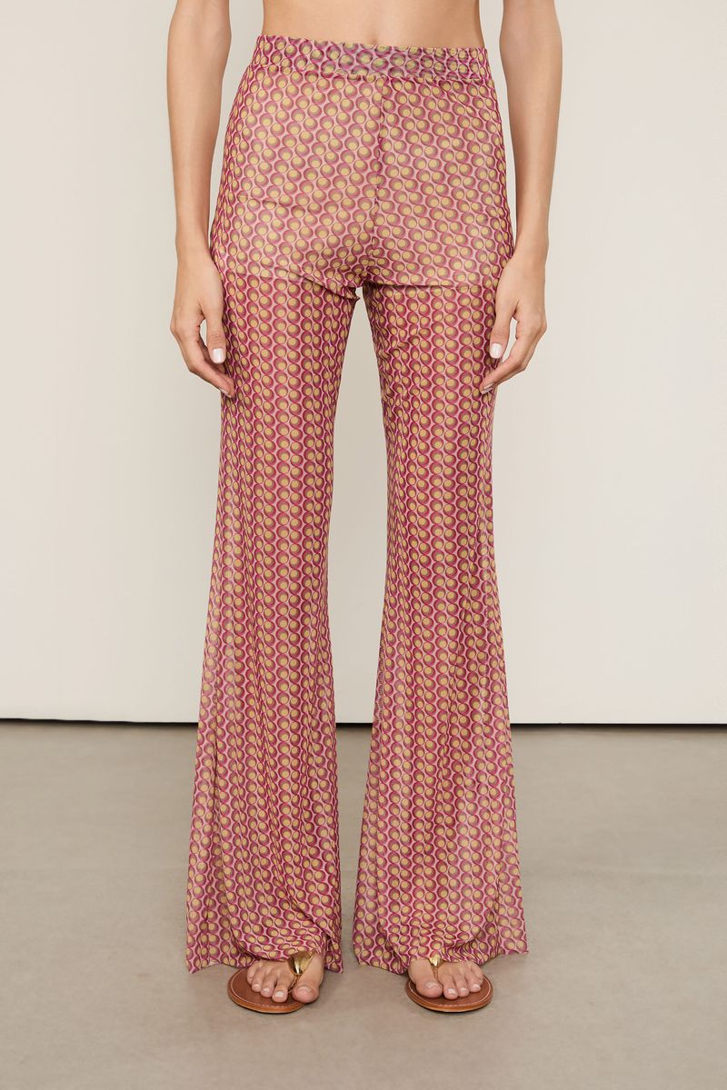 Calça De Tule Flare Com Hot Pants Geo