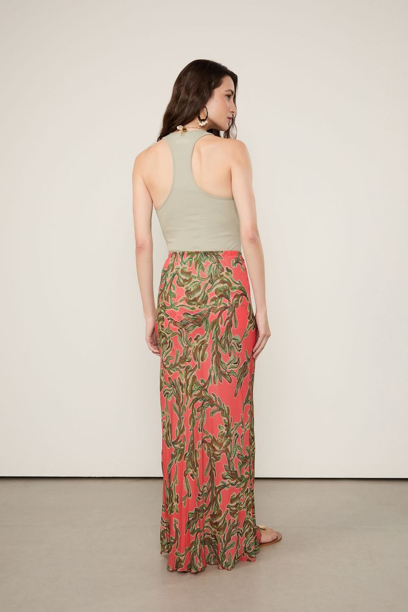 Saia De Georgette Leve Longa Estampada
