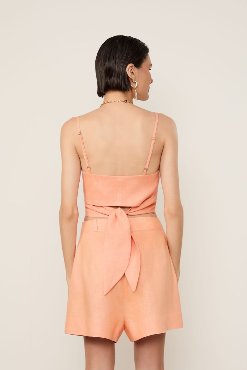 Top De Linho Coral Faixa