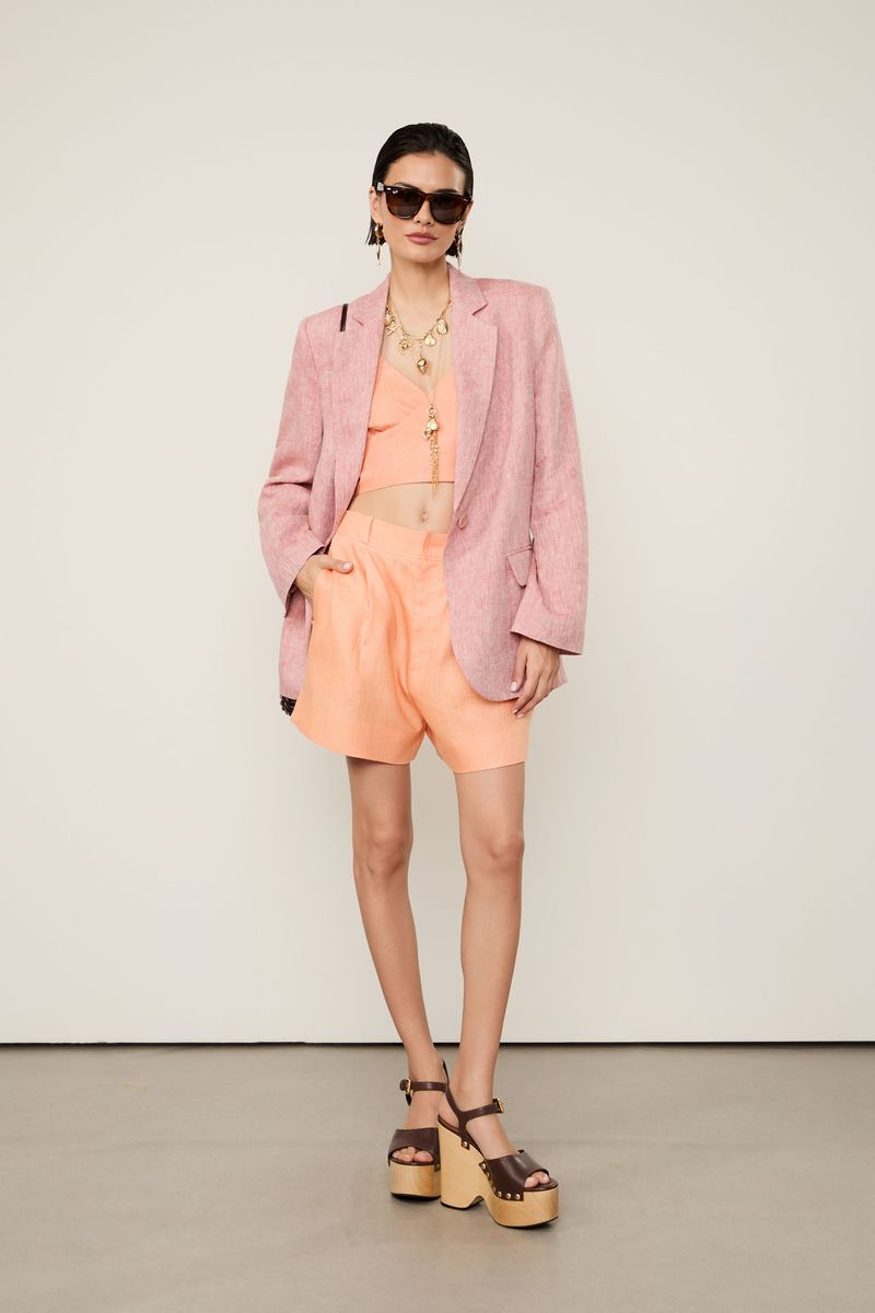 Top De Linho Coral Faixa