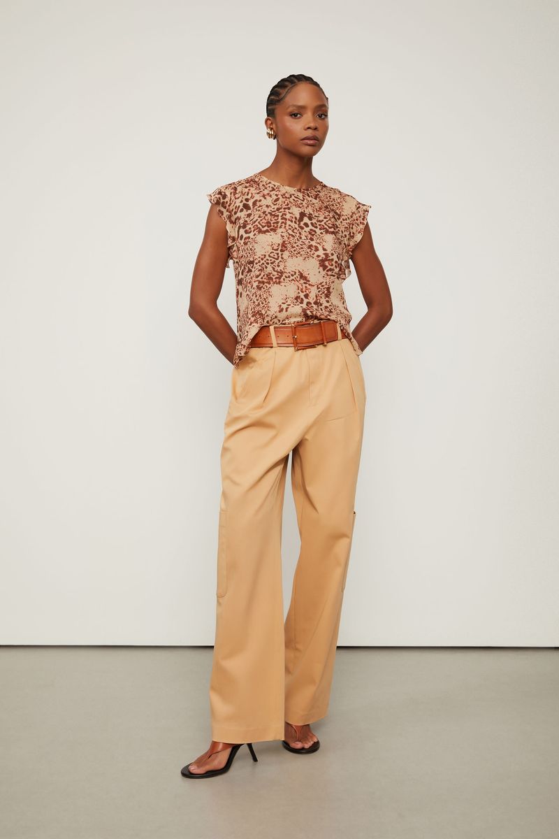 Blusa De Georgette Leve Babados Estampada