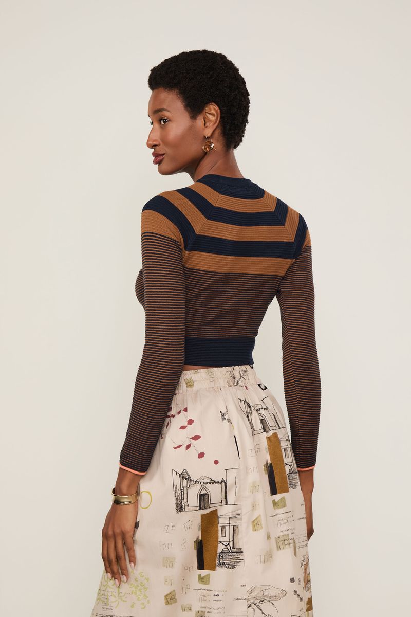 Blusa De Tricot Manga Comprida Listrada