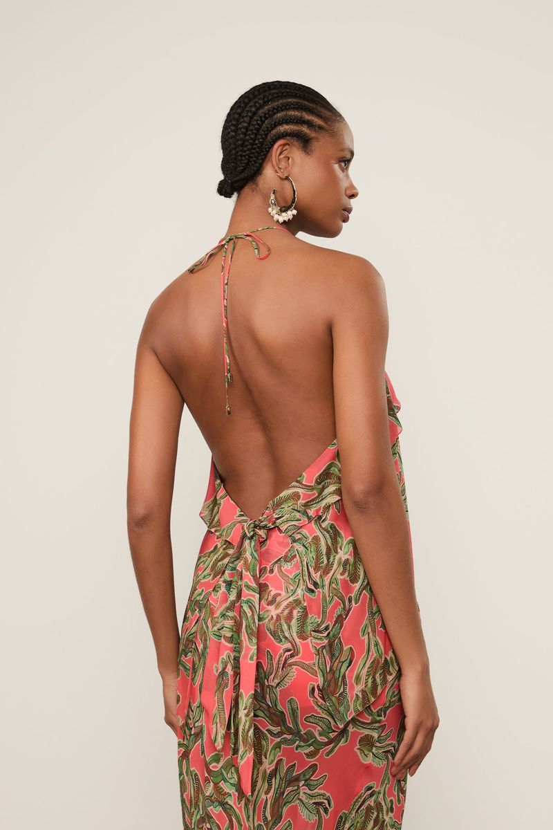 Top De Georgette Leve Frente Única Amarração Estampado