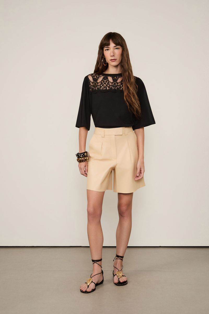 Blusa Bata Renda Preto