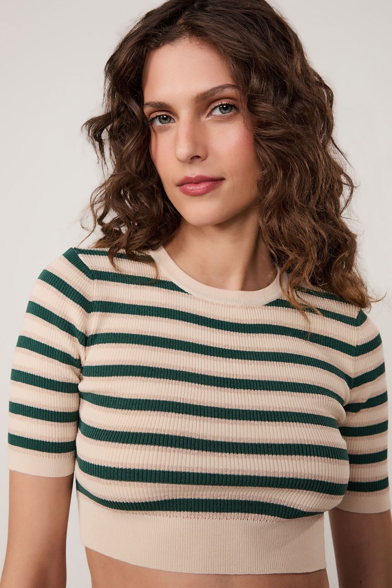 Top Cropped De Tricot Listras Lurex