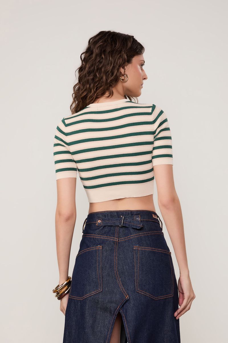 Top Cropped De Tricot Listras Lurex