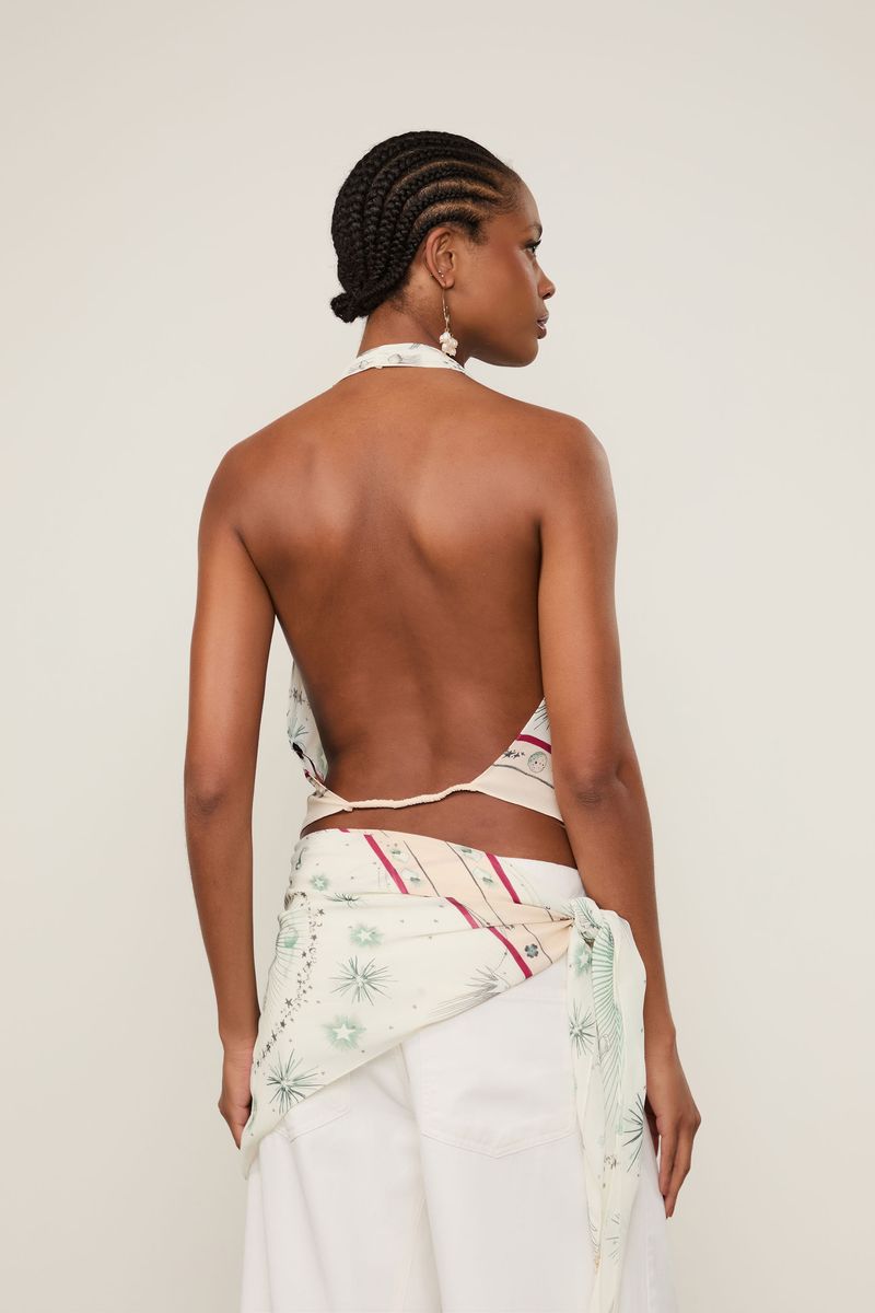 Top De Georgette Pesado Frente Única Estampado
