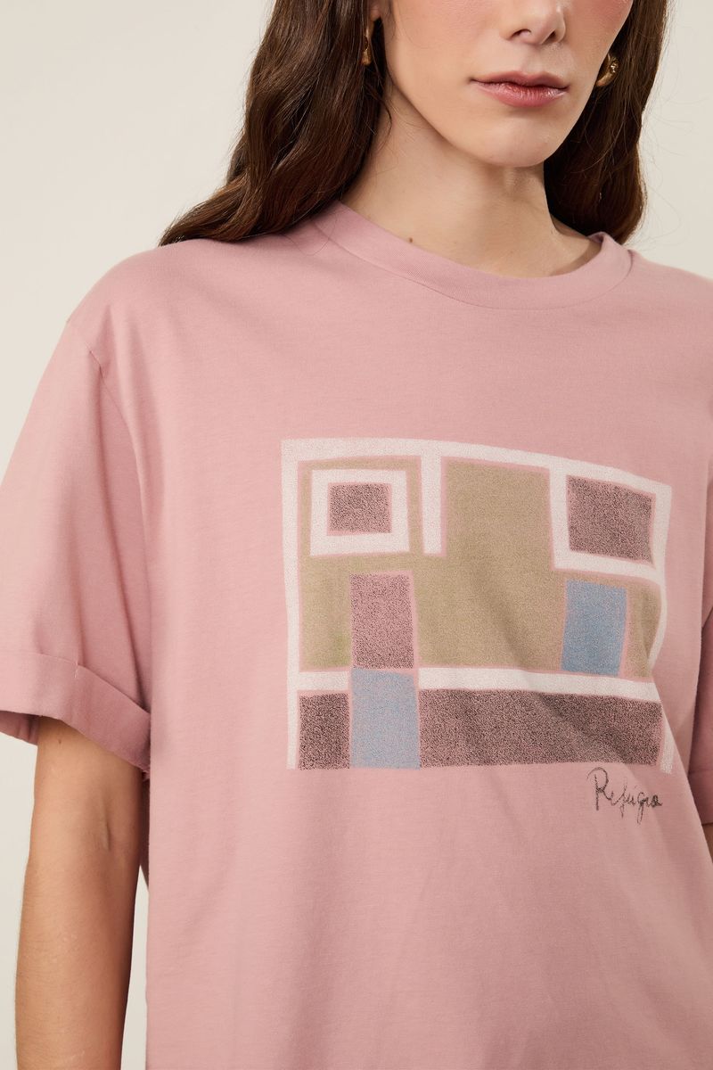 T-Shirt De Malha Fun Refúgio Rosa