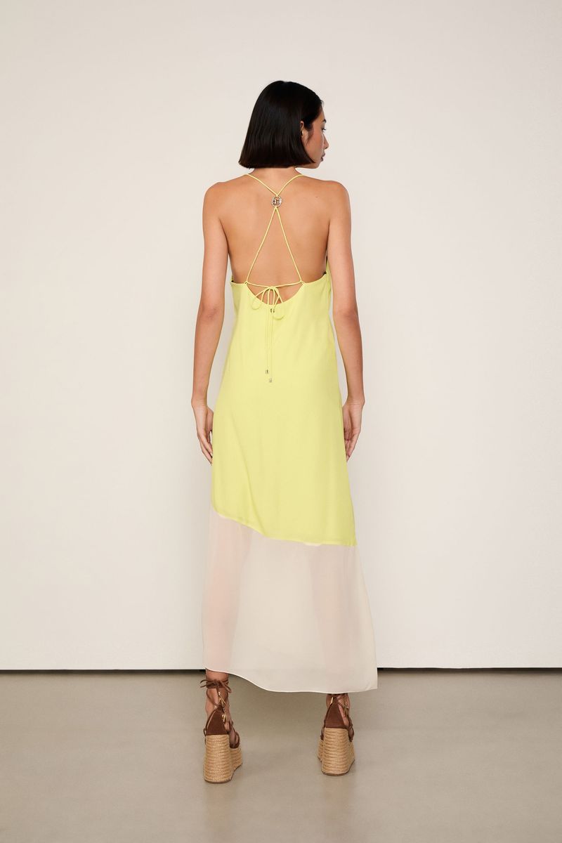 Vestido Midi Mix Tecidos