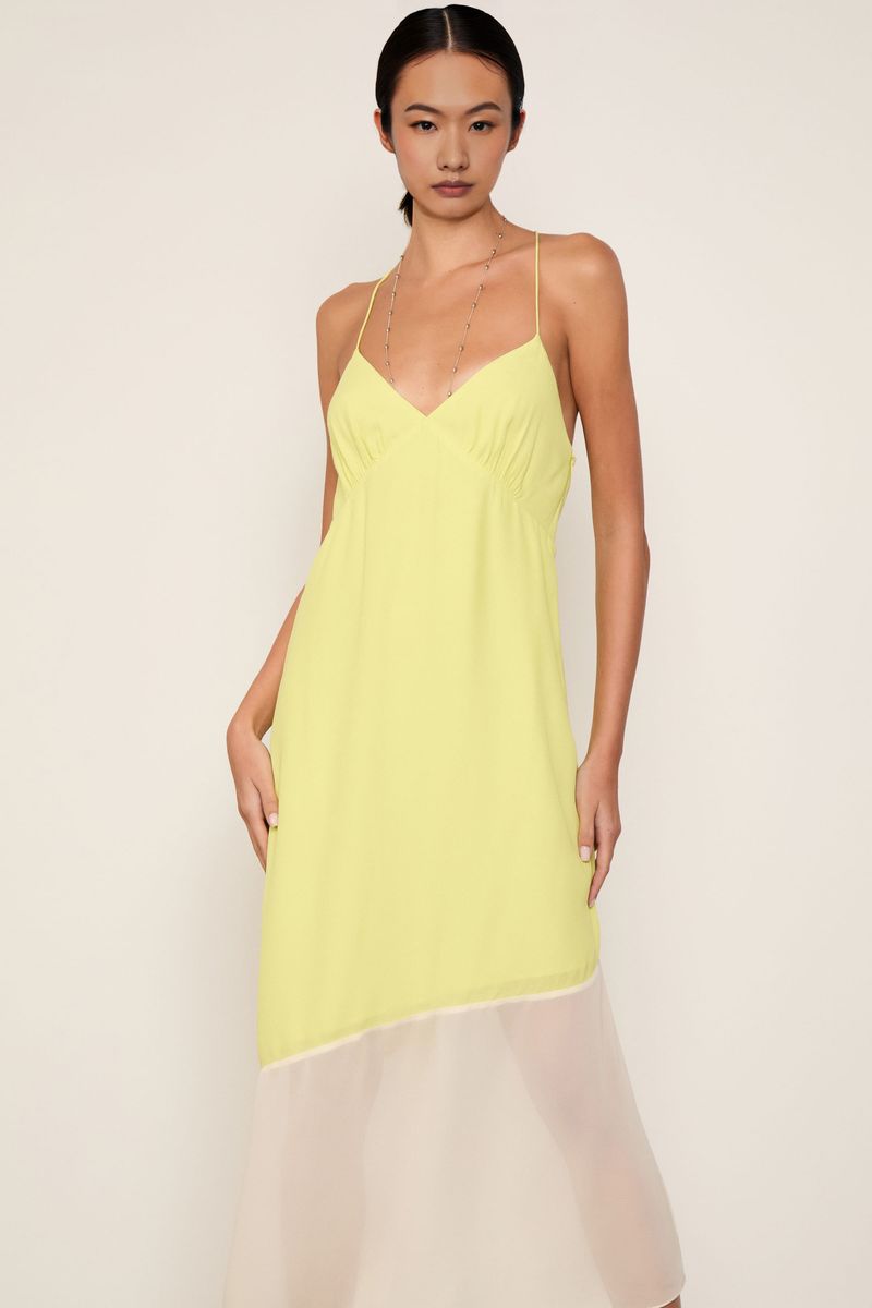 Vestido Midi Mix Tecidos