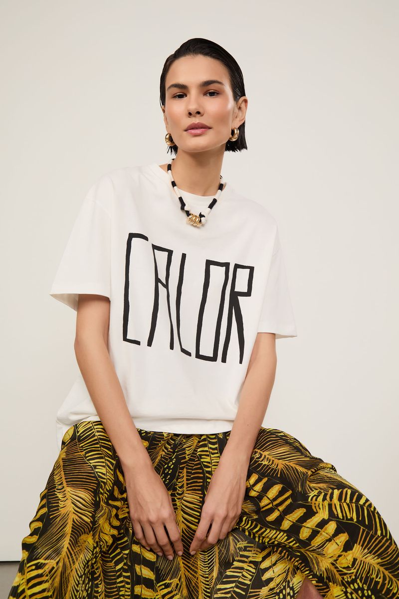 T-Shirt De Malha Fun Calor Off White