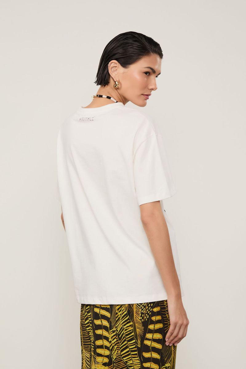 T-Shirt De Malha Fun Calor Off White