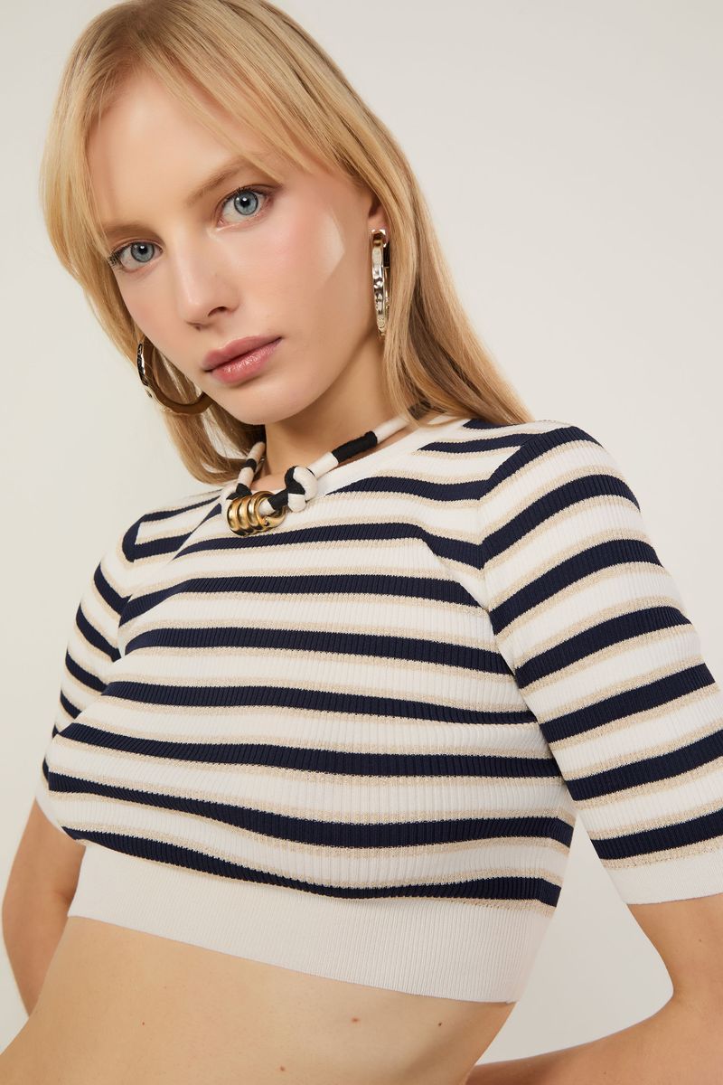 Top Cropped De Tricot Listras Lurex