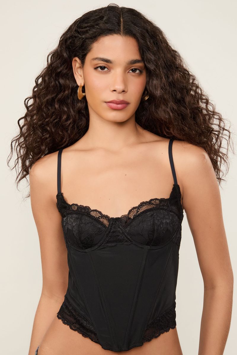 Corselet De Seda Com Renda Intimates