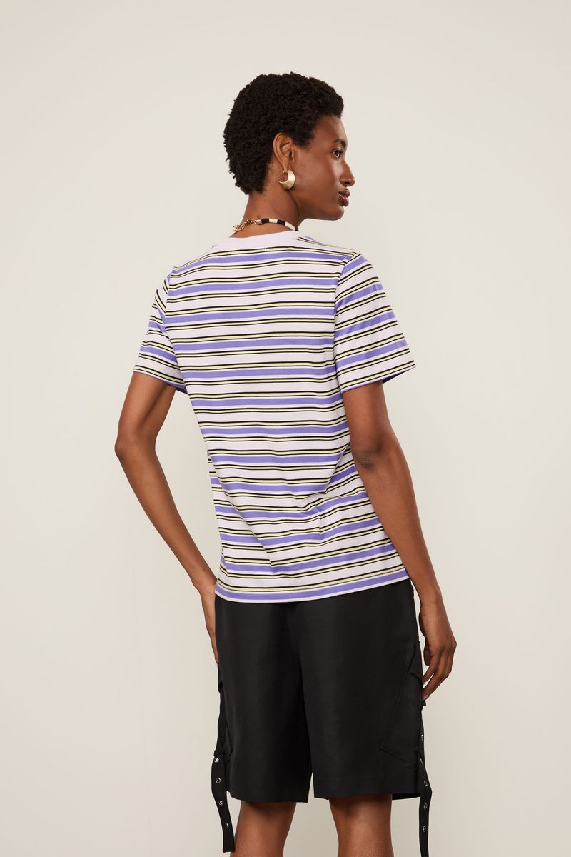 T-Shirt De Malha Fio Tinto Lilás Lavander