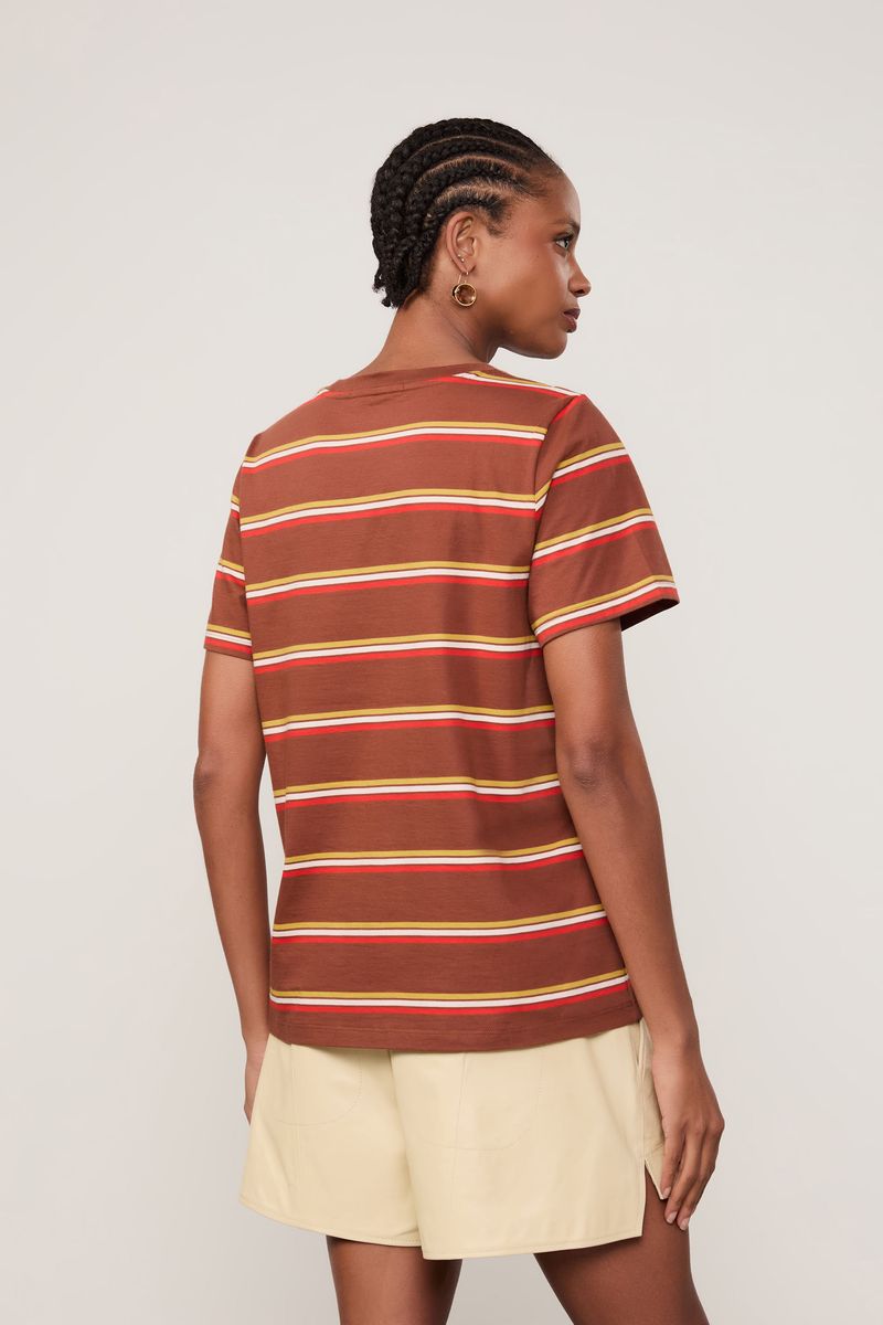 T-Shirt De Malha Marrom Fio Tinto