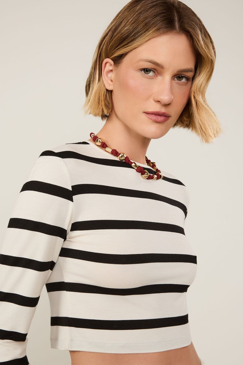 Cropped Manga Longa Fio Tinto