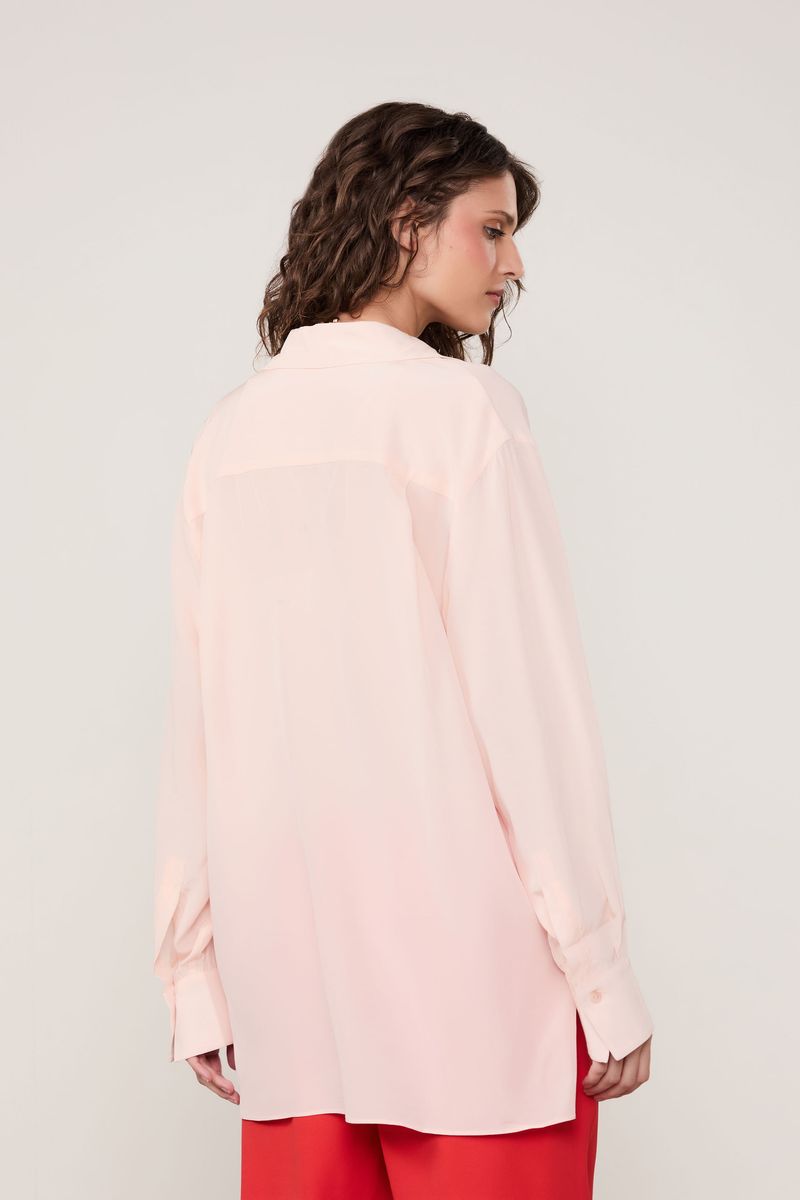 Camisa De Seda Ampla Rosa
