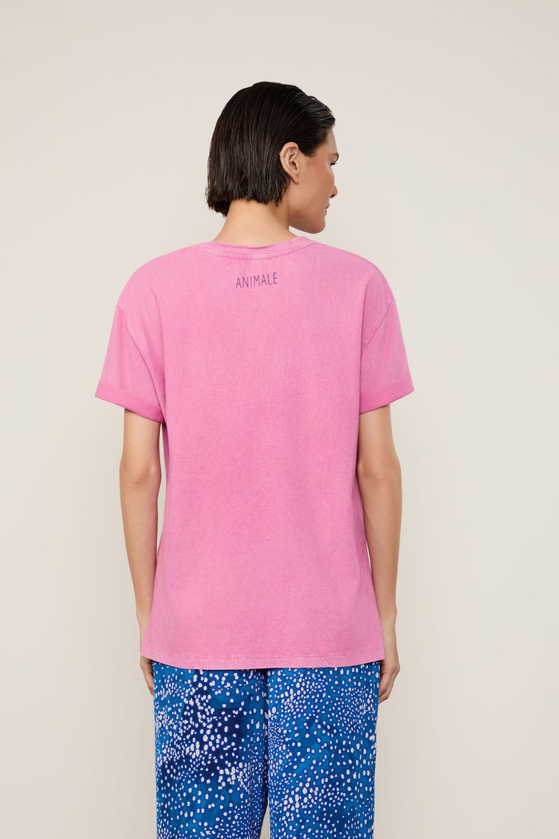T-Shirt De Malha Submarina Estonado Rosa