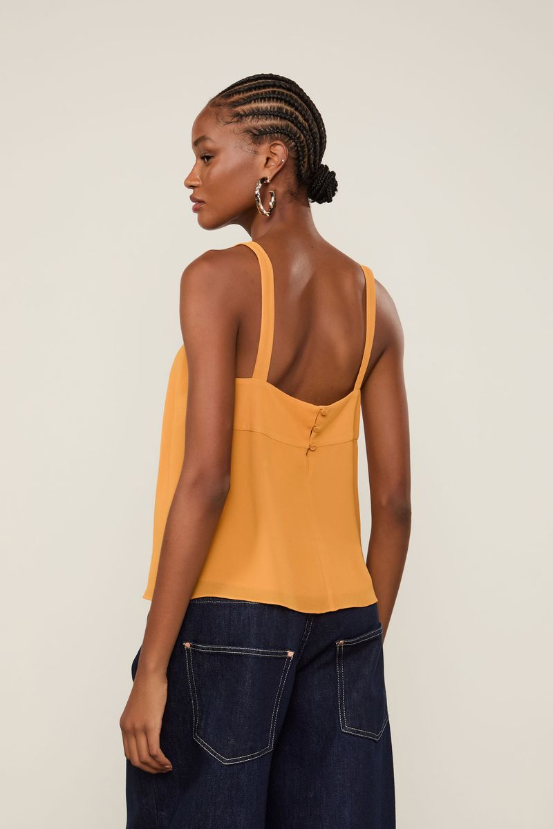 Regata De Georgette Com Pregas Laranja
