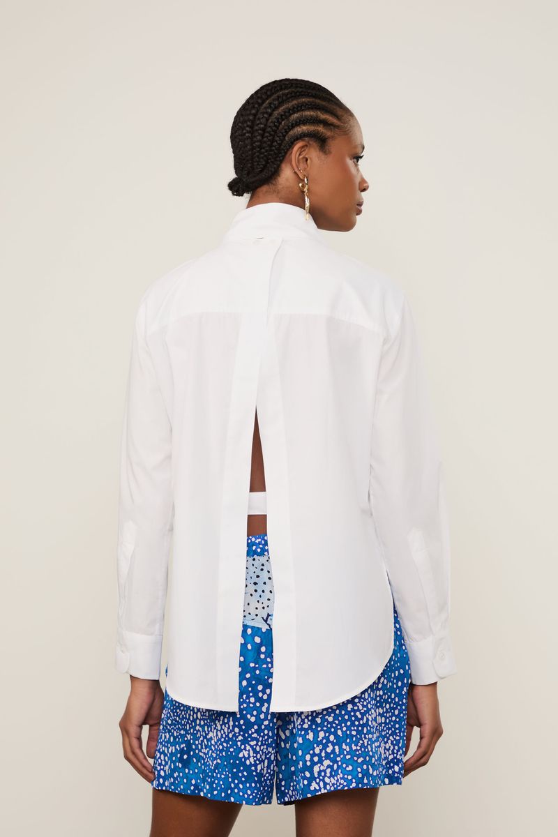 Camisa De Tricoline Com Decote Costas