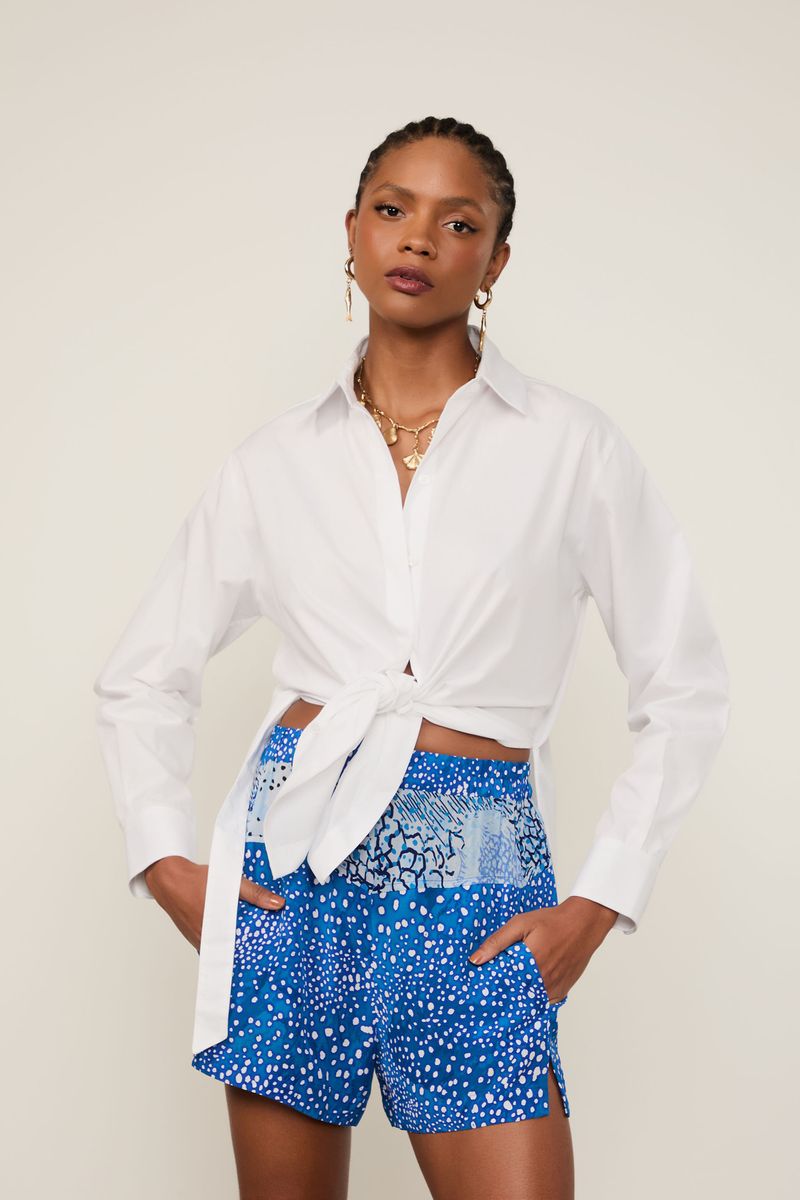 Camisa De Tricoline Com Decote Costas