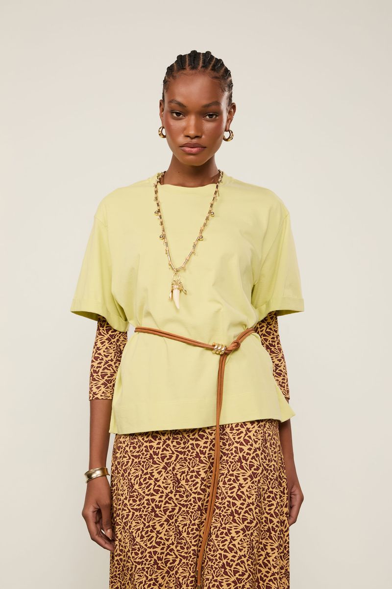 T-Shirt De Malha Verde Lavada