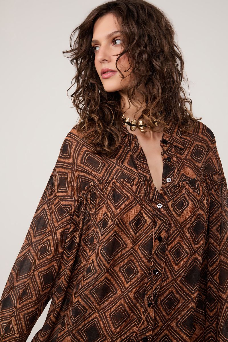 Camisa De Georgette Leve Colissê Estampada