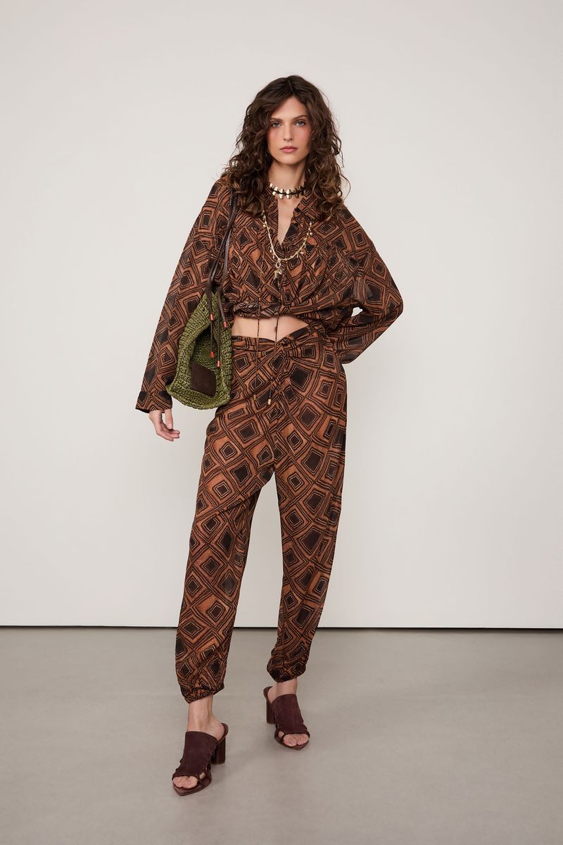Camisa De Georgette Leve Colissê Estampada
